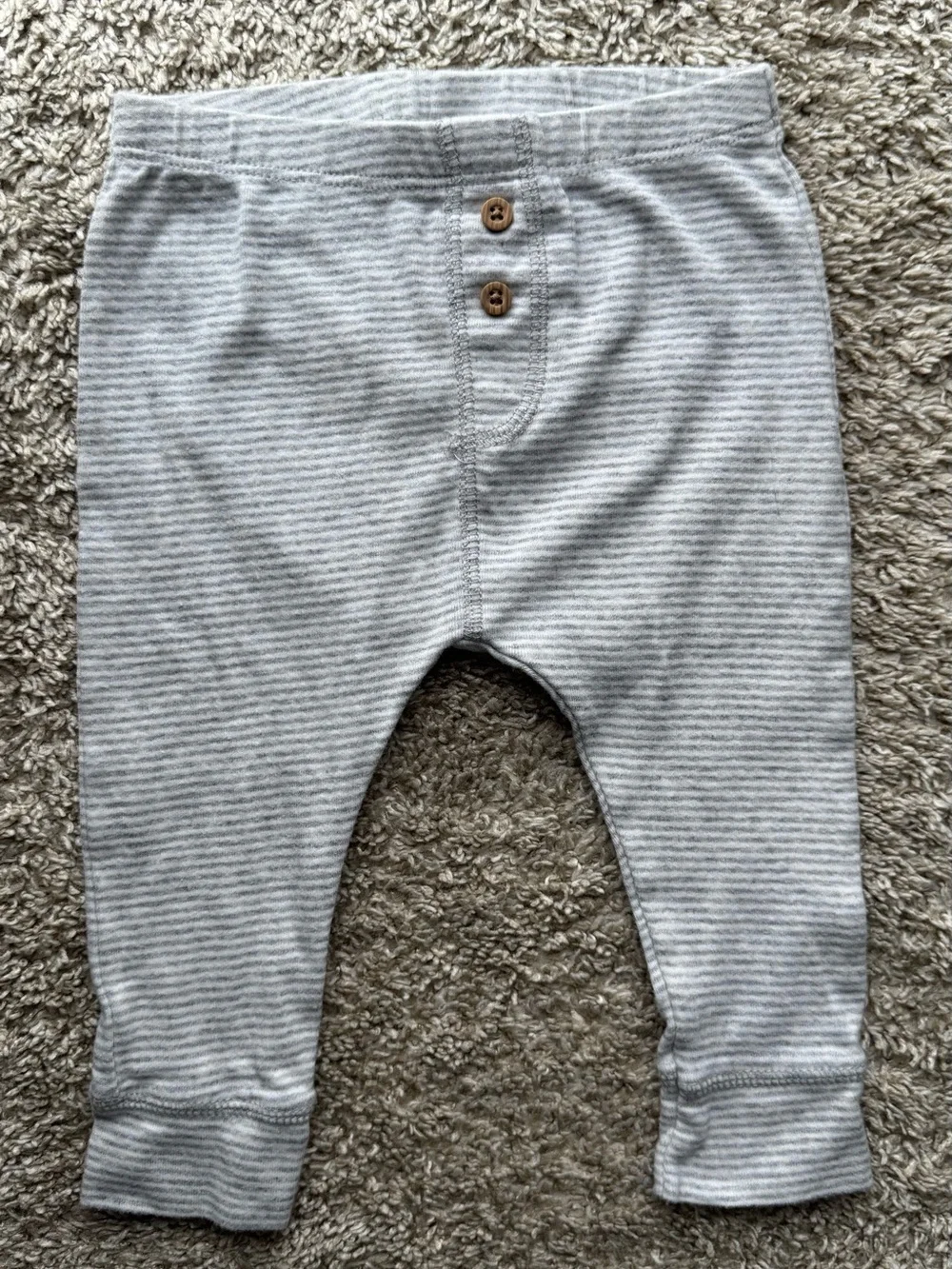 Carter’s Gray Striped Baby Leggings Pants 9M Soft Cotton